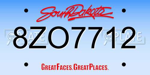 8ZO7712 South Dakota License Plate