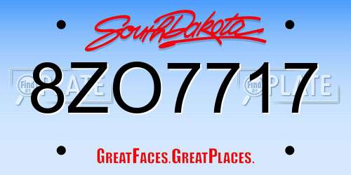 8ZO7717 South Dakota License Plate