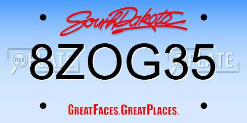 8ZOG35 South Dakota License Plate