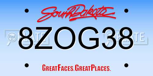 8ZOG38 South Dakota License Plate
