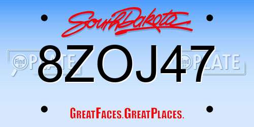 8ZOJ47 South Dakota License Plate