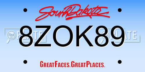 8ZOK89 South Dakota License Plate