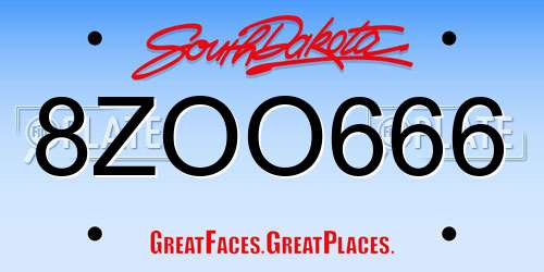 8ZOO666 South Dakota License Plate