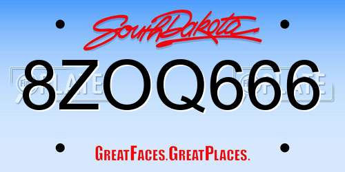 8ZOQ666 South Dakota License Plate