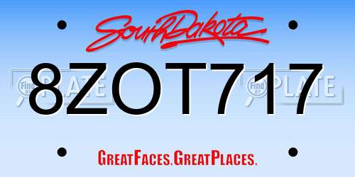 8ZOT717 South Dakota License Plate