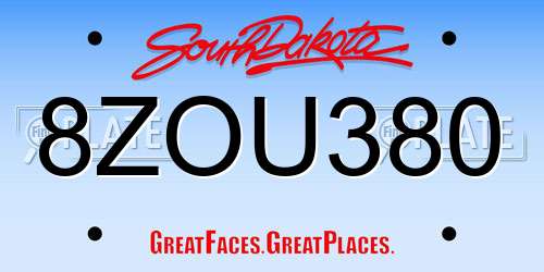 8ZOU380 South Dakota License Plate