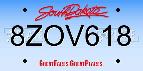8ZOV618 South Dakota License Plate