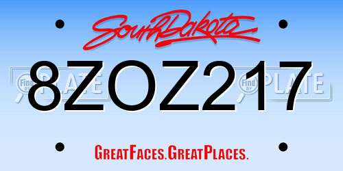 8ZOZ217 South Dakota License Plate