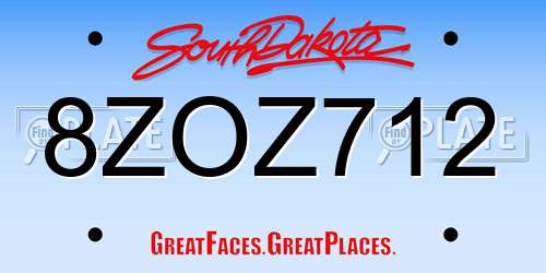 8ZOZ712 South Dakota License Plate