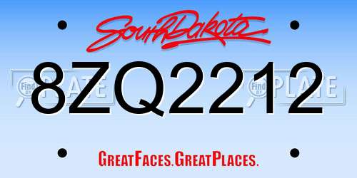 8ZQ2212 South Dakota License Plate