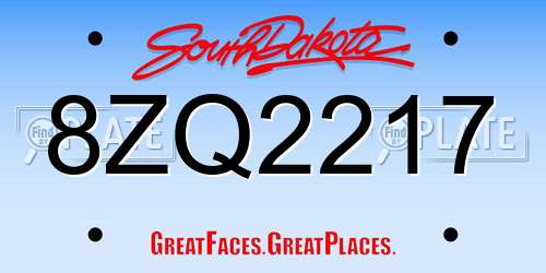 8ZQ2217 South Dakota License Plate