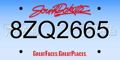 8ZQ2665 South Dakota License Plate