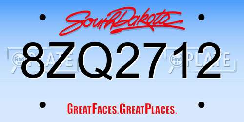 8ZQ2712 South Dakota License Plate