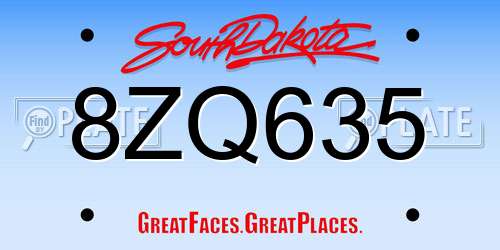8ZQ635 South Dakota License Plate