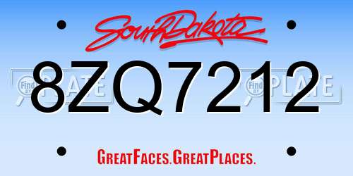 8ZQ7212 South Dakota License Plate