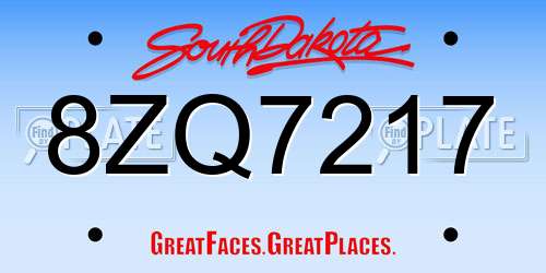 8ZQ7217 South Dakota License Plate