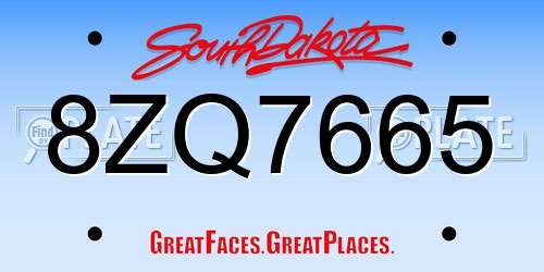 8ZQ7665 South Dakota License Plate