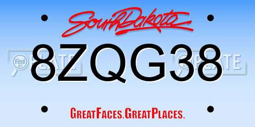 8ZQG38 South Dakota License Plate