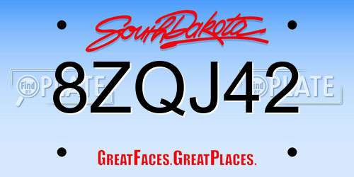8ZQJ42 South Dakota License Plate
