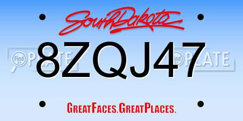 8ZQJ47 South Dakota License Plate