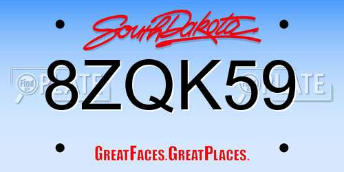 8ZQK59 South Dakota License Plate