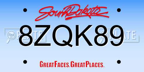 8ZQK89 South Dakota License Plate