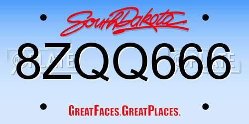 8ZQQ666 South Dakota License Plate