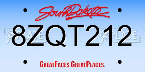 8ZQT212 South Dakota License Plate