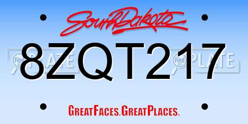 8ZQT217 South Dakota License Plate