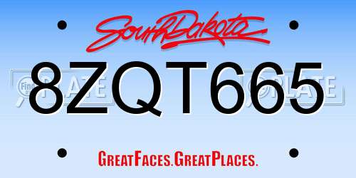 8ZQT665 South Dakota License Plate