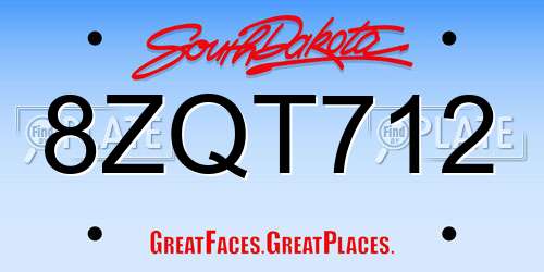 8ZQT712 South Dakota License Plate