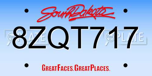 8ZQT717 South Dakota License Plate