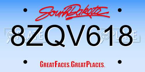 8ZQV618 South Dakota License Plate
