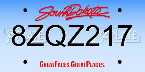 8ZQZ217 South Dakota License Plate