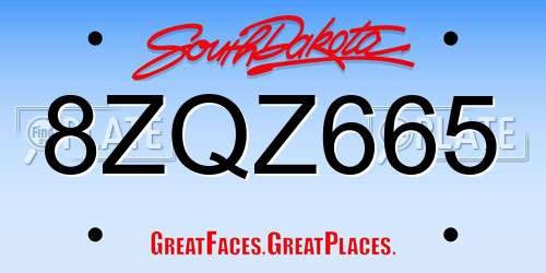 8ZQZ665 South Dakota License Plate