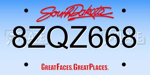 8ZQZ668 South Dakota License Plate