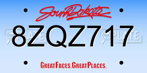 8ZQZ717 South Dakota License Plate