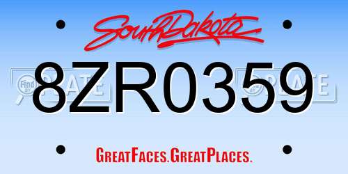8ZR0359 South Dakota License Plate