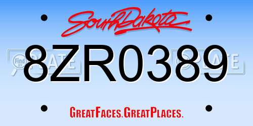 8ZR0389 South Dakota License Plate