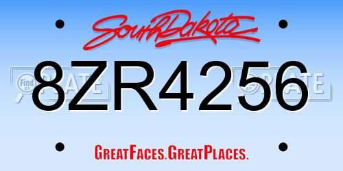 8ZR4256 South Dakota License Plate