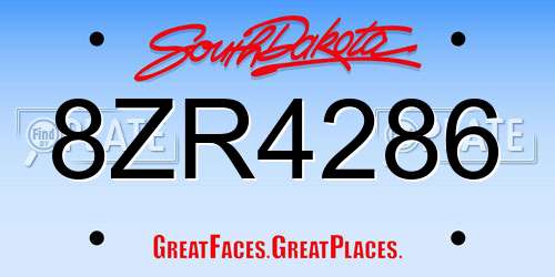 8ZR4286 South Dakota License Plate