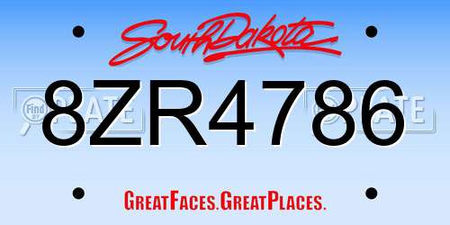 8ZR4786 South Dakota License Plate