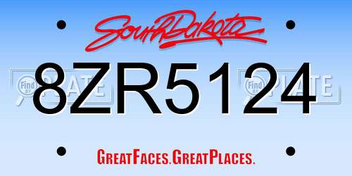 8ZR5124 South Dakota License Plate