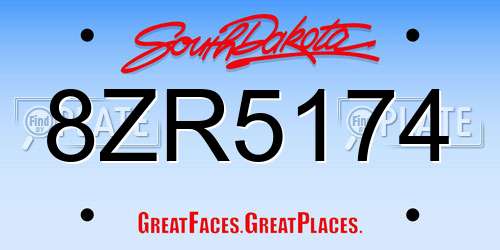 8ZR5174 South Dakota License Plate