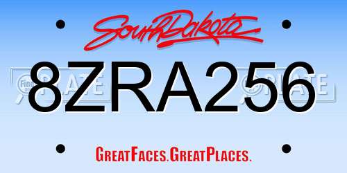 8ZRA256 South Dakota License Plate