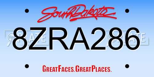 8ZRA286 South Dakota License Plate