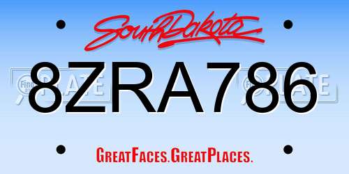 8ZRA786 South Dakota License Plate