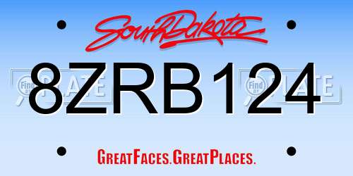 8ZRB124 South Dakota License Plate