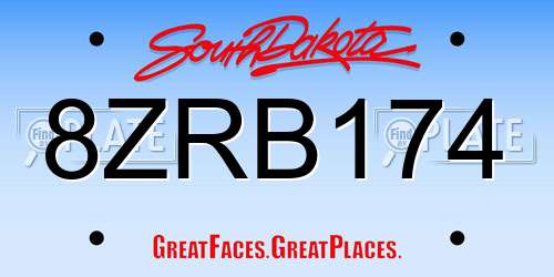 8ZRB174 South Dakota License Plate