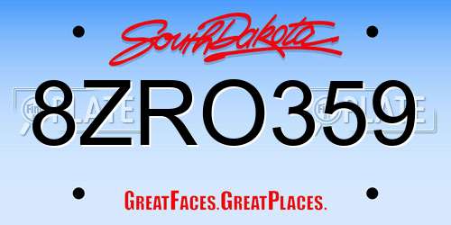 8ZRO359 South Dakota License Plate